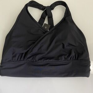 Tempt Me Women's Criss Cross Back Black Bikini Top Size 12W Adjustable Strap NEW